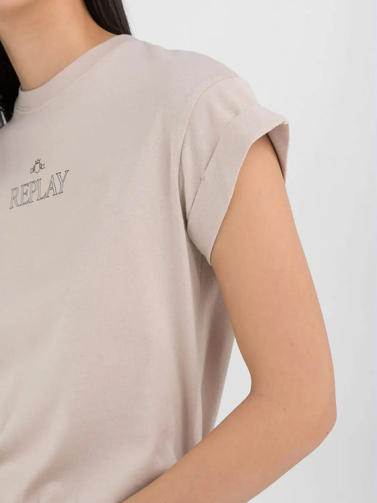 Replay bež ženska majica s okruglim izrezom