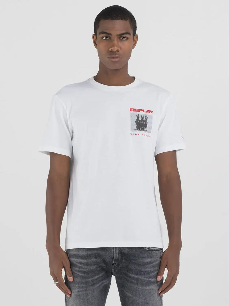 Replay bijela muška majica s grafičkim printom