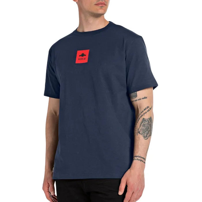 Replay plava muška majica s kontrastnim detaljem