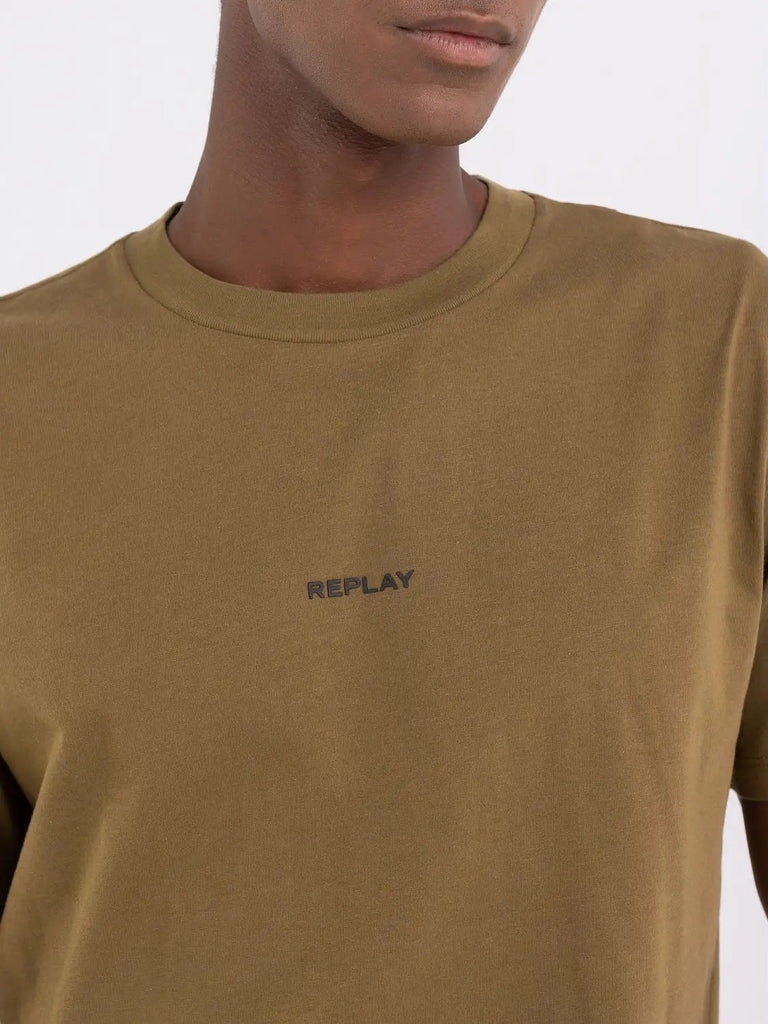 Replay smeđa muška majica s okruglim izrezom-[SKU]