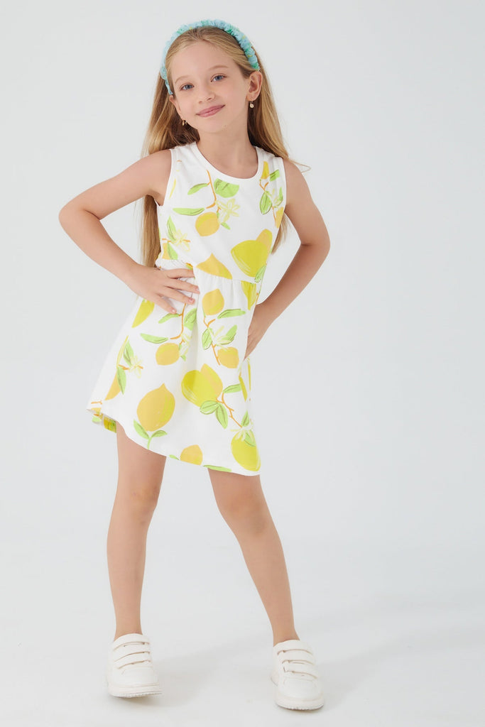 RolyPoly bijela haljina za djevojčice s uzorkom limuna