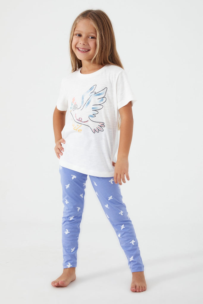 RolyPoly bijela pidžama za djevojčice s uzorkom ptica