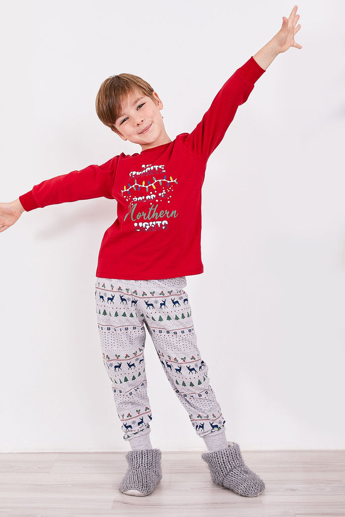 RolyPoly crvena pidžama za dječake s božićnim motivima