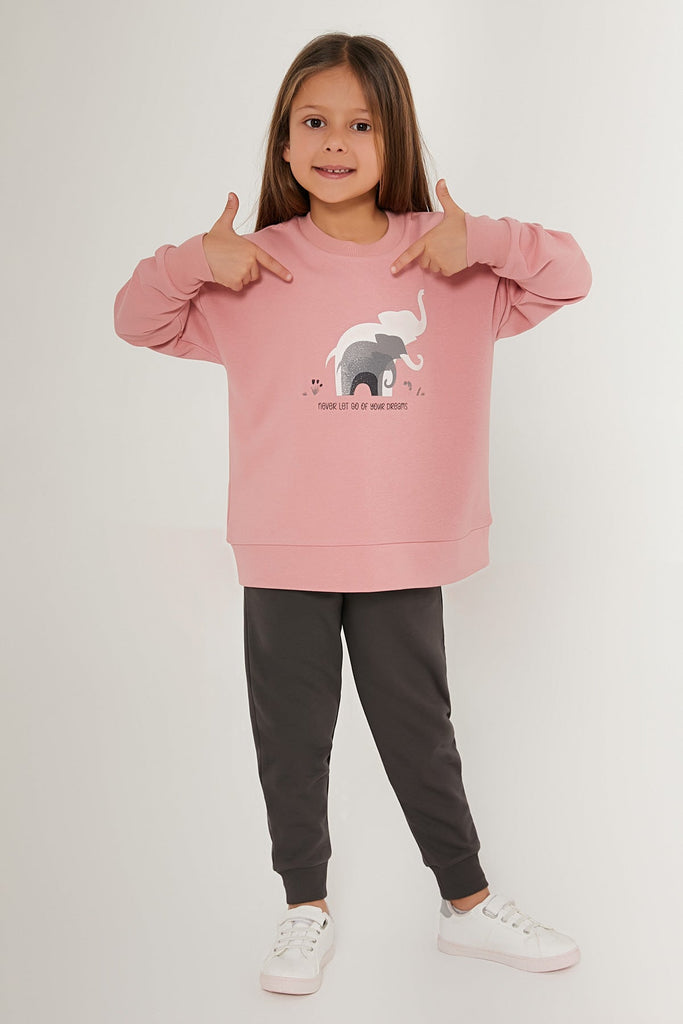 RolyPoly pink trenerka za djevojčice s uzorkom slona