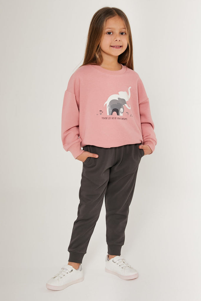 RolyPoly pink trenerka za djevojčice s uzorkom slona