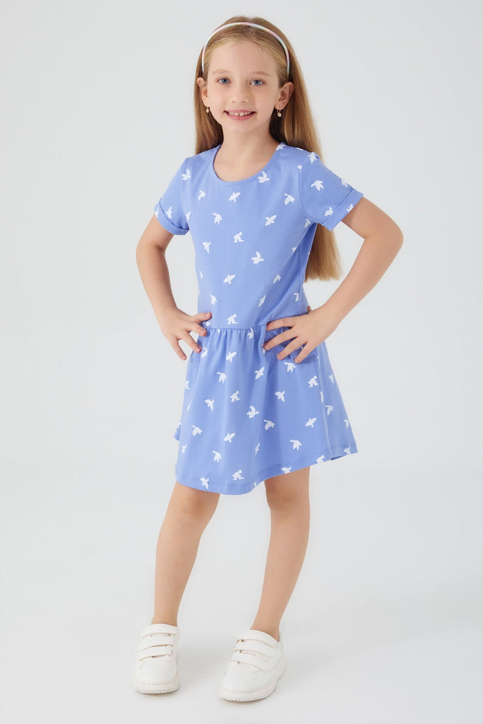 RolyPoly plava haljina za djevojčice s uzorkom ptica