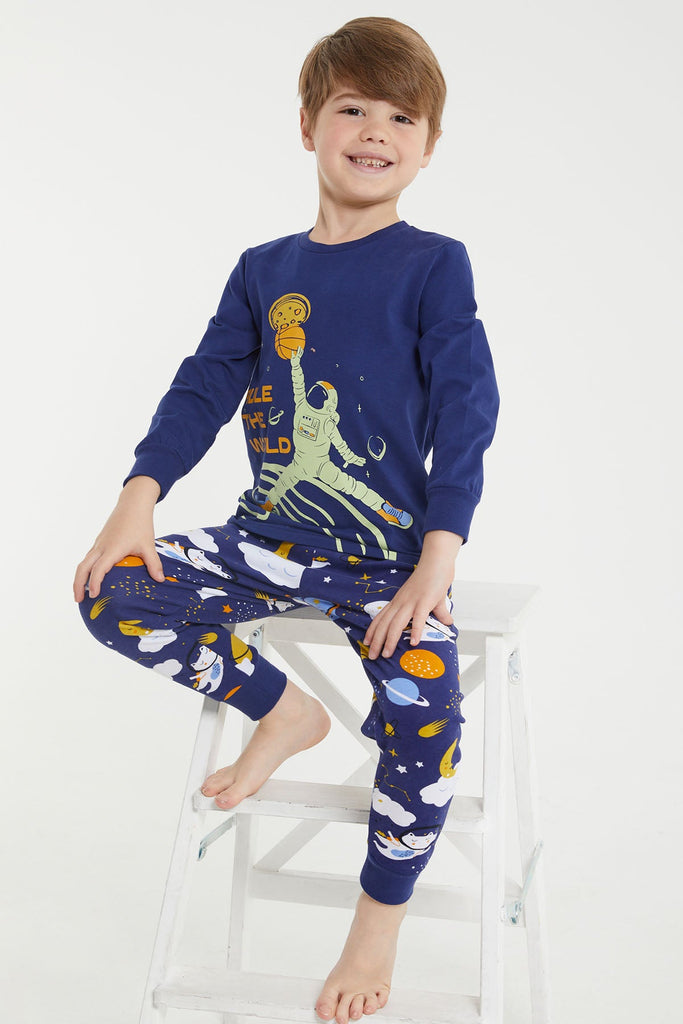 RolyPoly plava pidžama za dječake sa svemirskim motivima