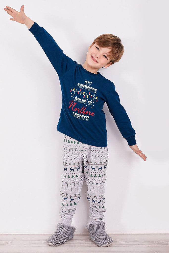 RolyPoly plava pidžama za dječake zimskih motiva