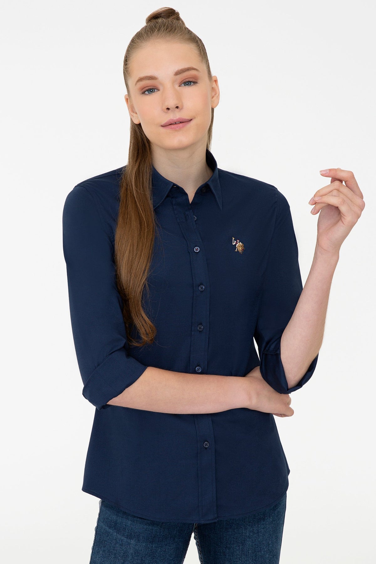 U.S. Polo Assn. teget ženska košulja s vezenim logotipom