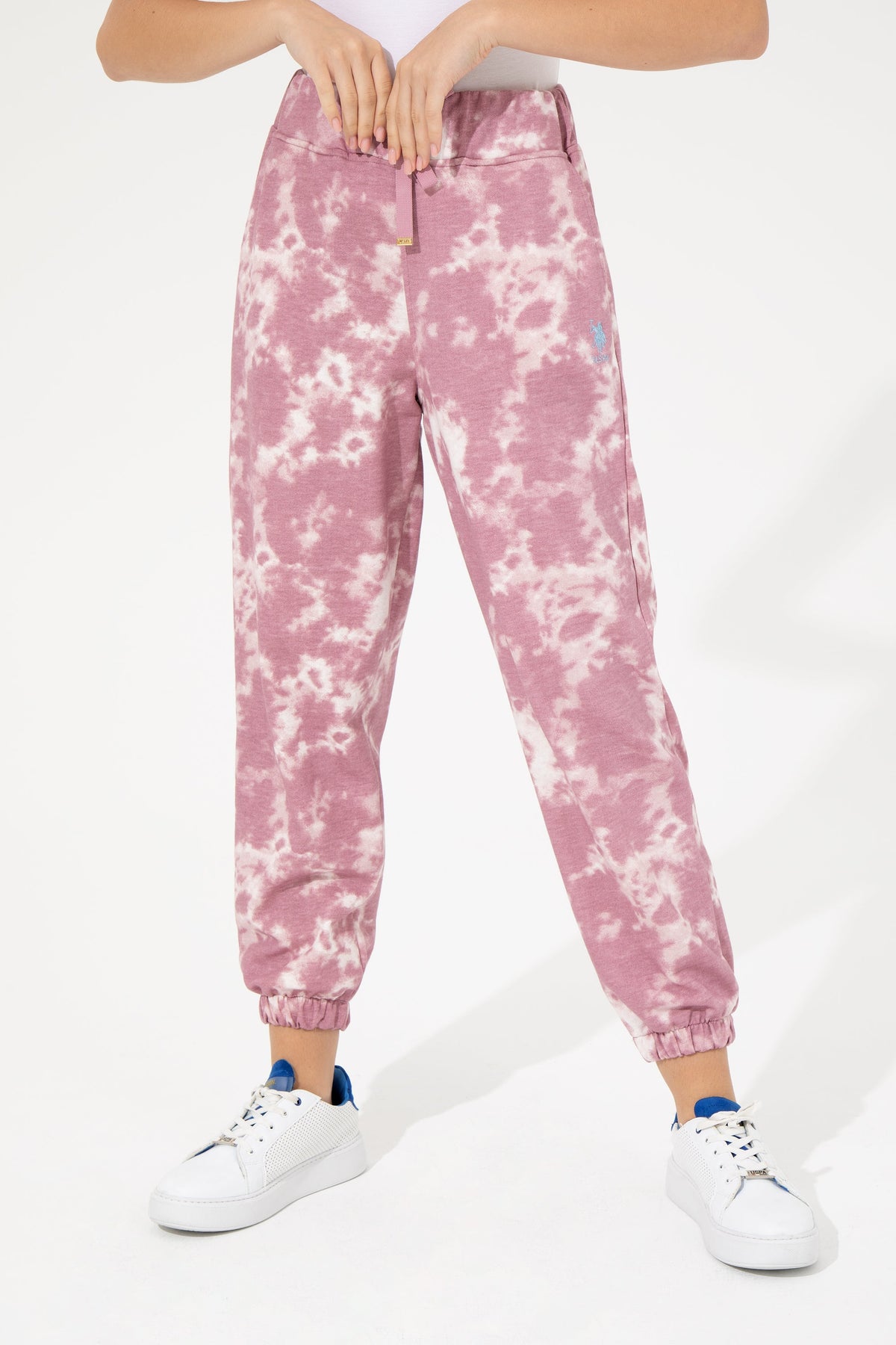 U.S. Polo Assn. roza ženske pantalone s cvjetnim uzorkom