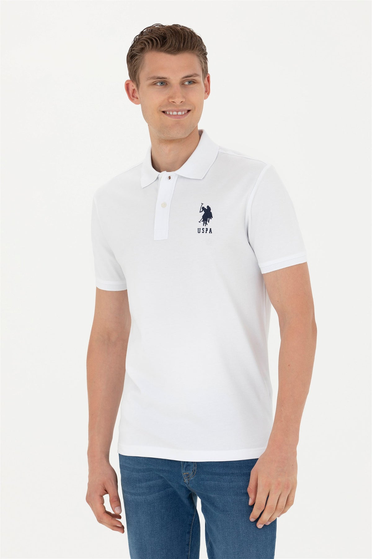 U.S. Polo Assn. bijela muška polo majica s velikim vezenim logom