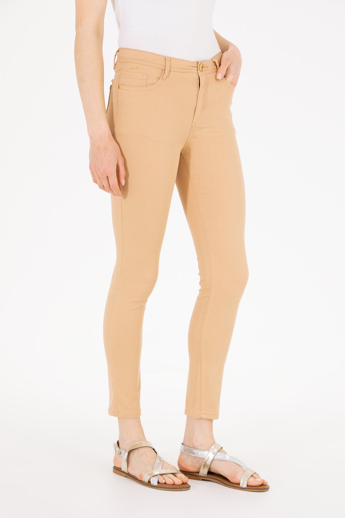 U.S. Polo Assn. bež ženske uske pantalone