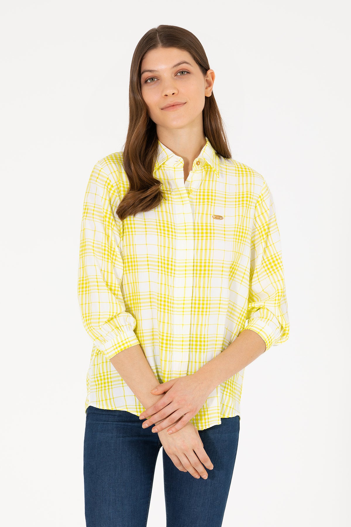 U.S. Polo Assn. žuta karirana button-down košulja