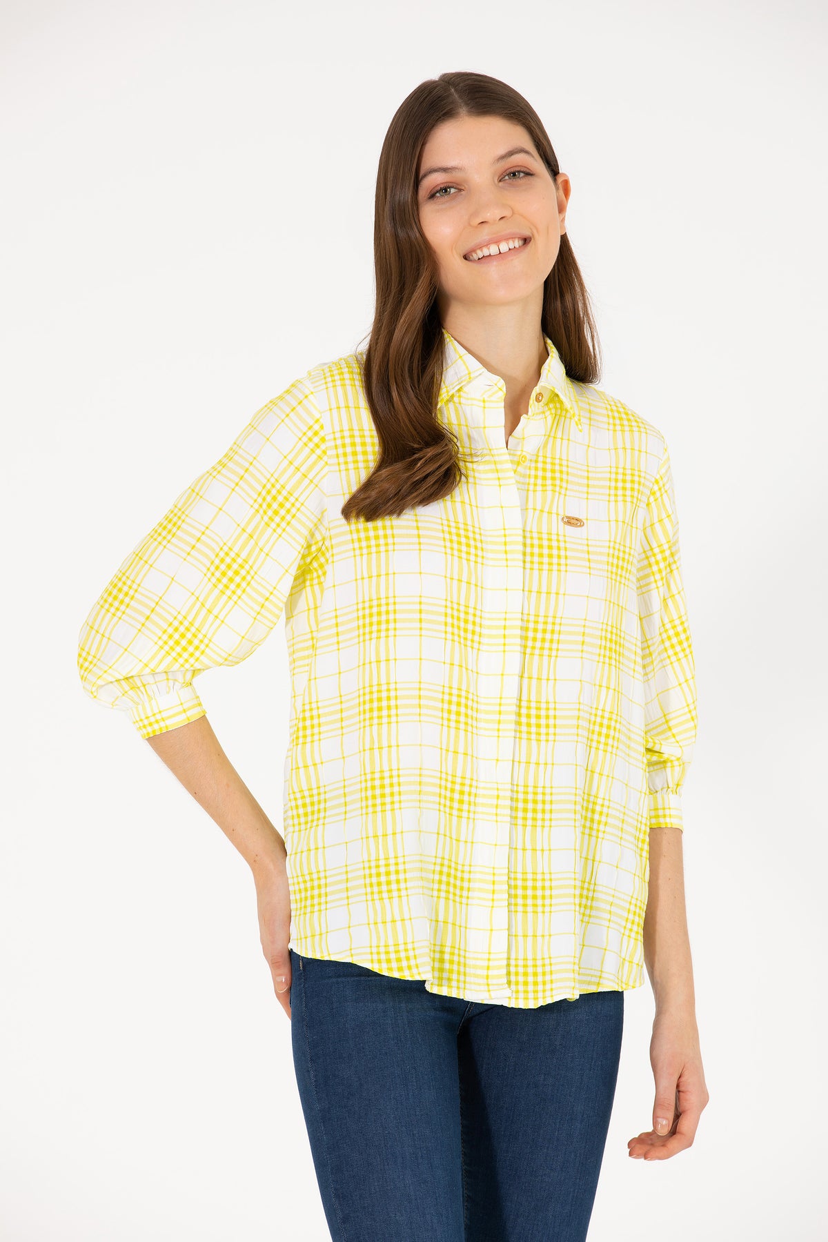 U.S. Polo Assn. žuta karirana button-down košulja