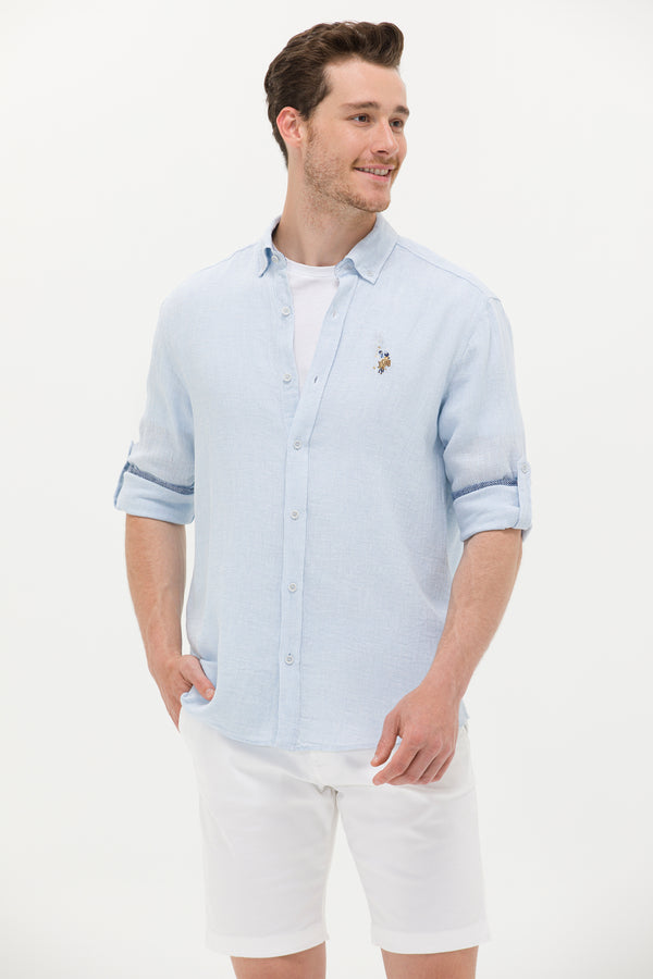 U.S. Polo Assn. svijetloplava muška lanena košulja