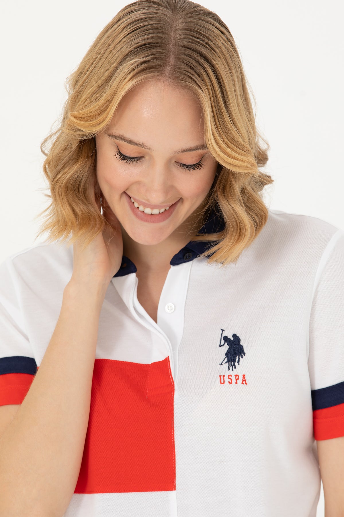 U.S. Polo Assn. bijela ženska polo majica kolor-blok