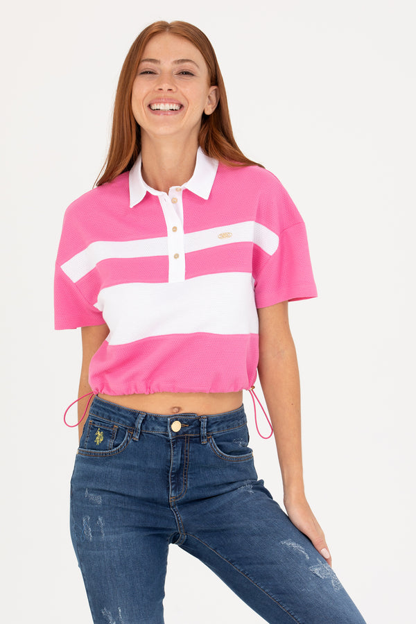 U.S. Polo Assn. roza ženska skraćena polo majica