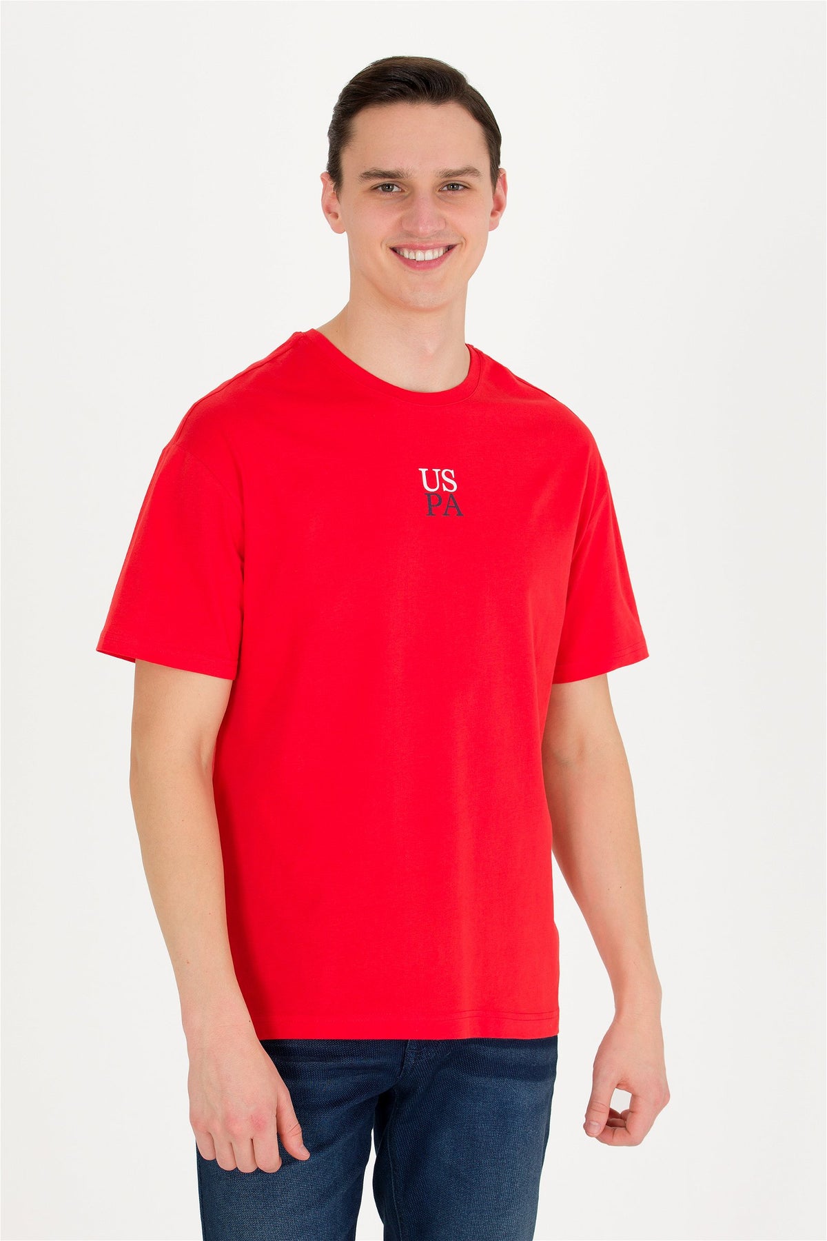 U.S. Polo Assn. crvena muška majica s okruglim izrezom i printom US