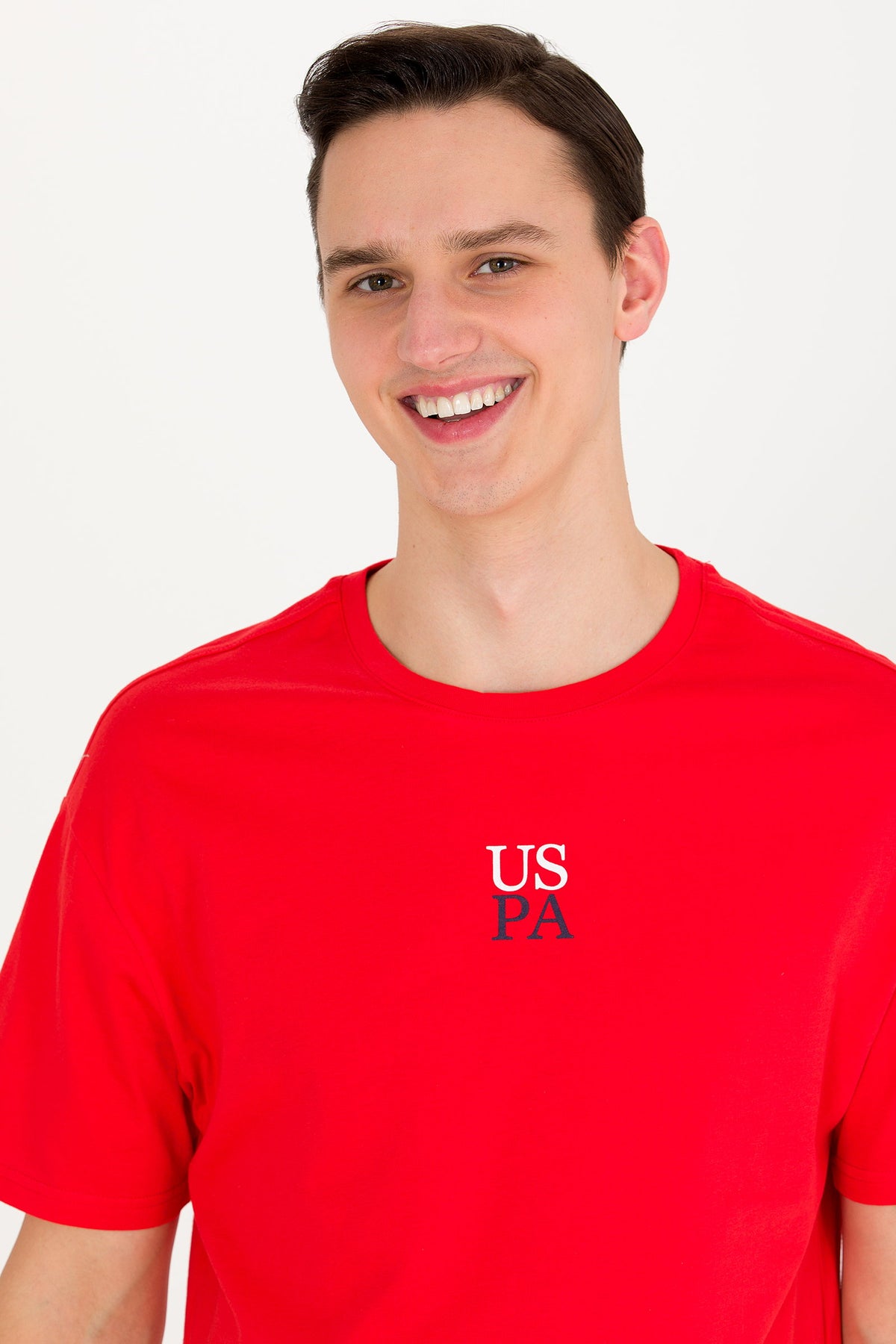 U.S. Polo Assn. crvena muška majica s okruglim izrezom i printom US