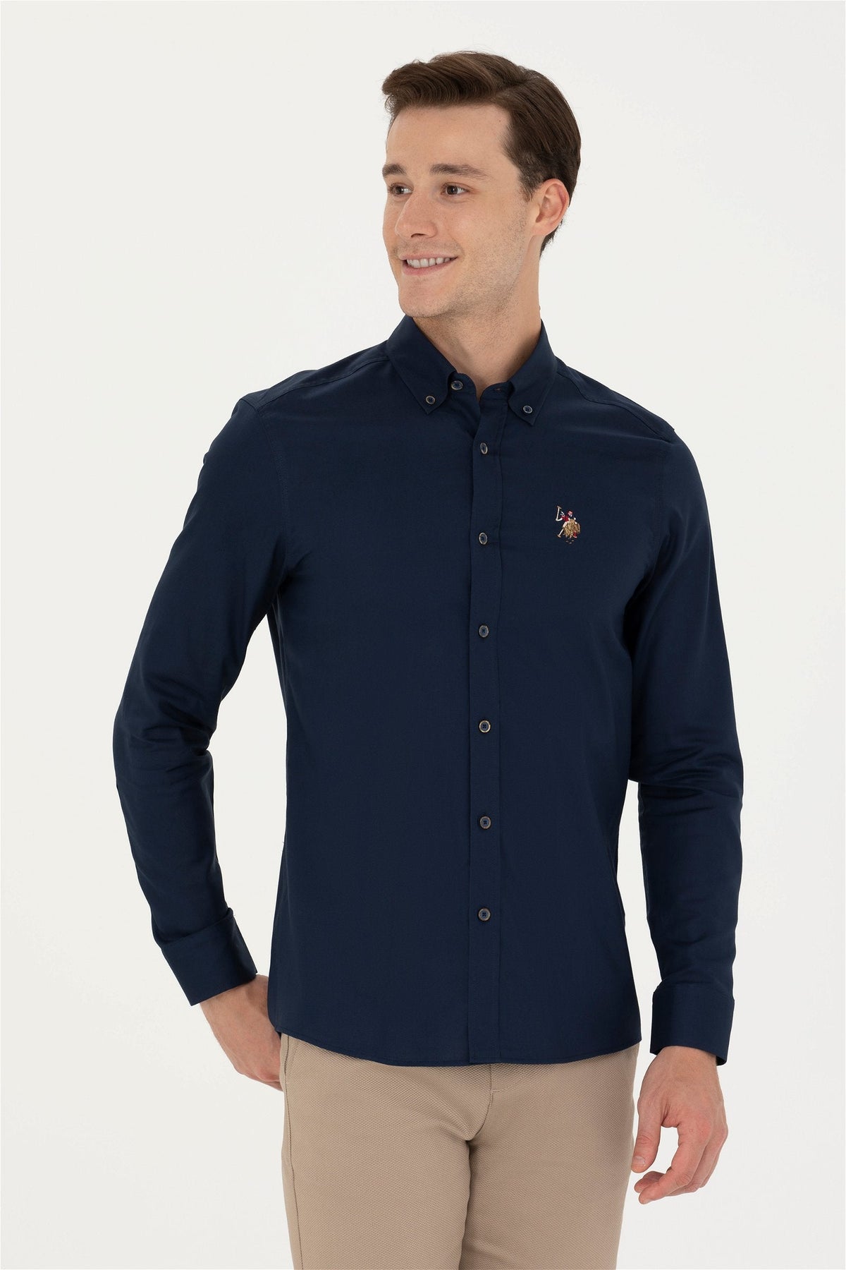 U.S. Polo Assn. teget muška košulja s vezenim logotipom na prsima