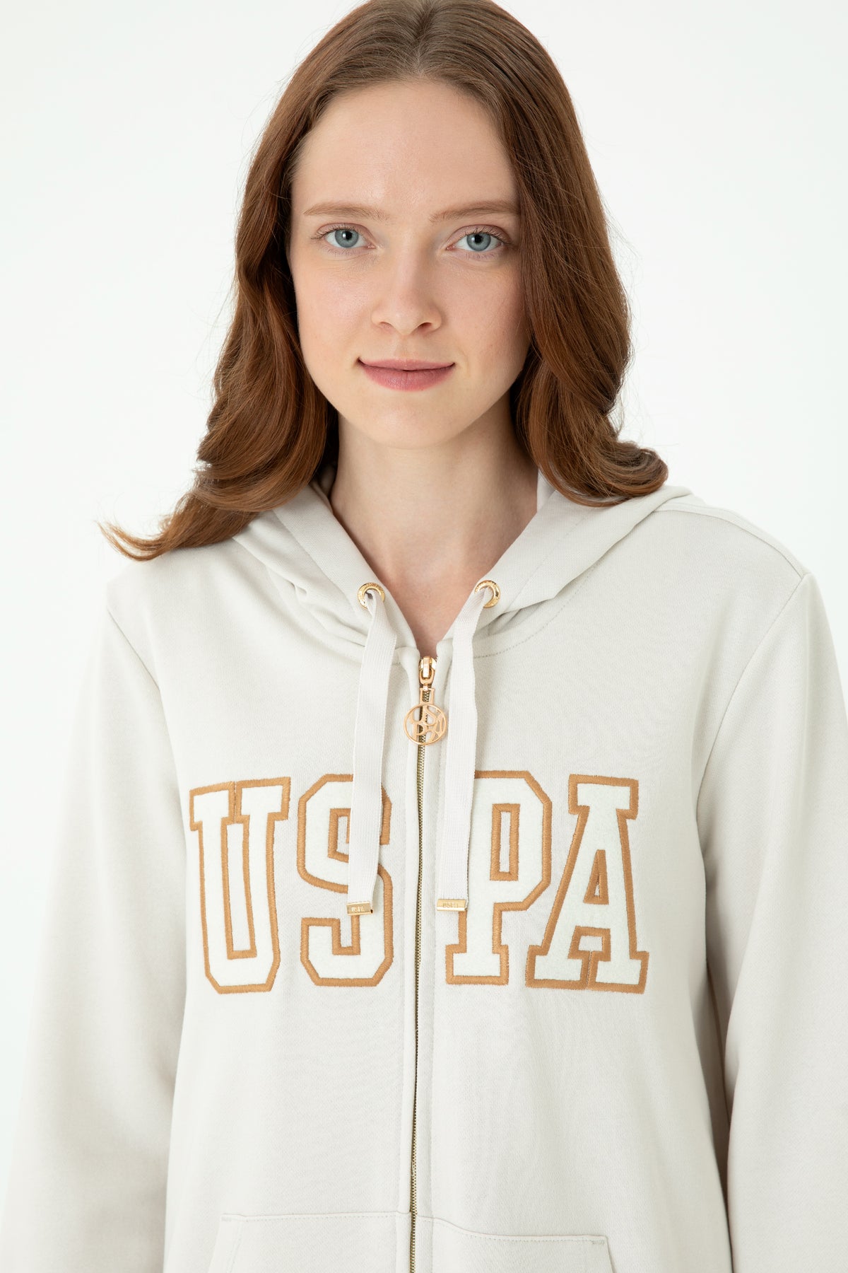 U.S. Polo Assn. bež ženska dukserica sa kapuljačom