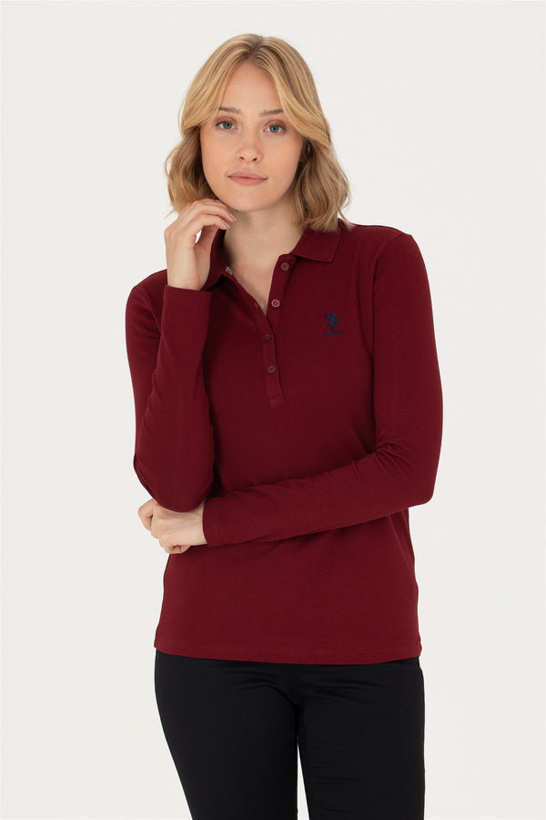 U.S. Polo Assn. bordo ženska majica dugih rukava s polo kragnom