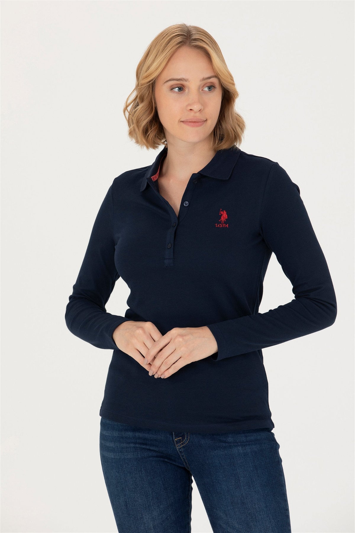U.S. Polo Assn. teget ženska majica dugih rukava s polo kragnom
