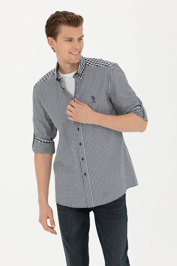 U.S. Polo Assn. muška tamnoplava košulja gingham uzorka