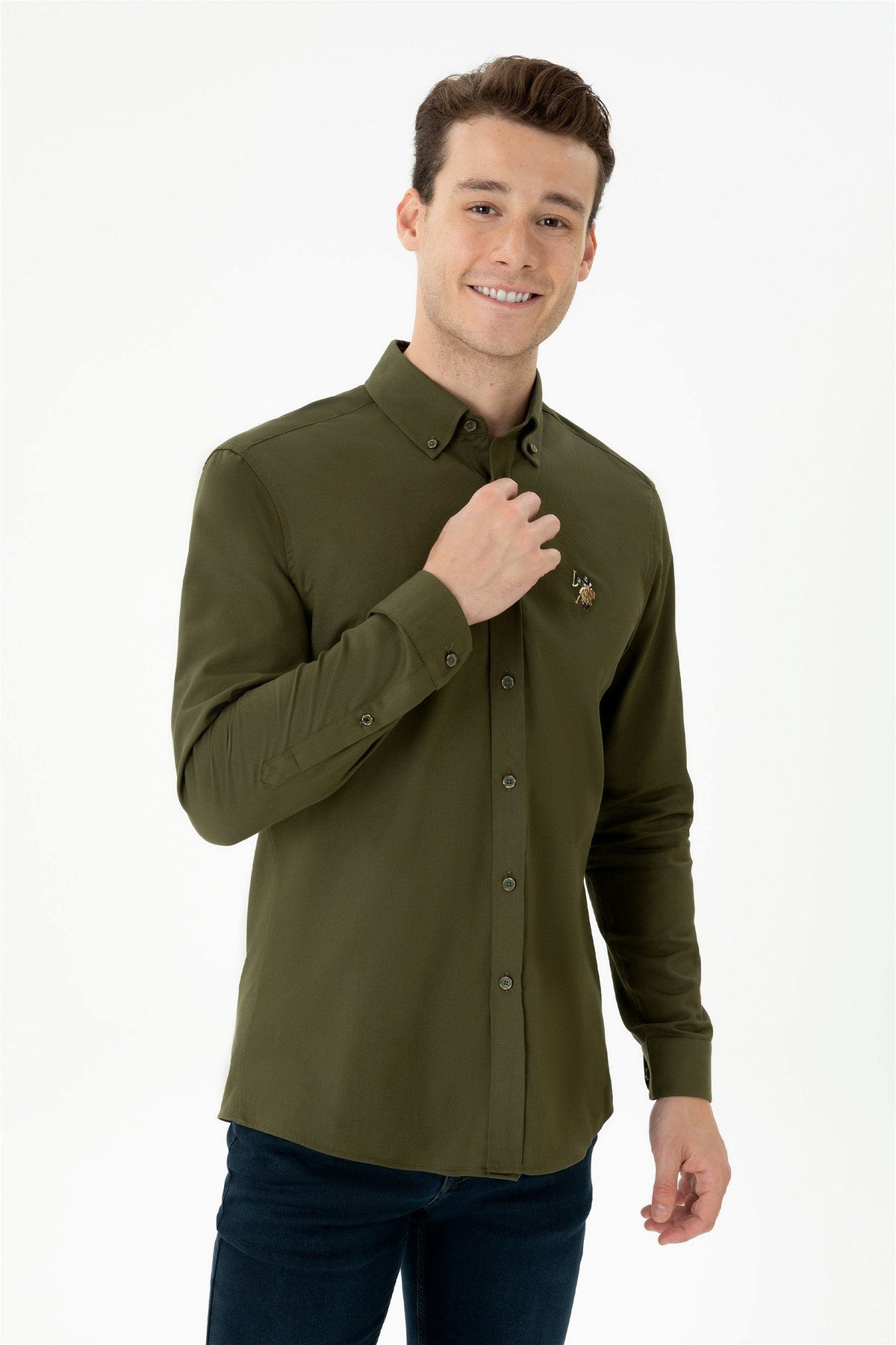 U.S. Polo Assn. khaki muška košulja s dugim rukavima