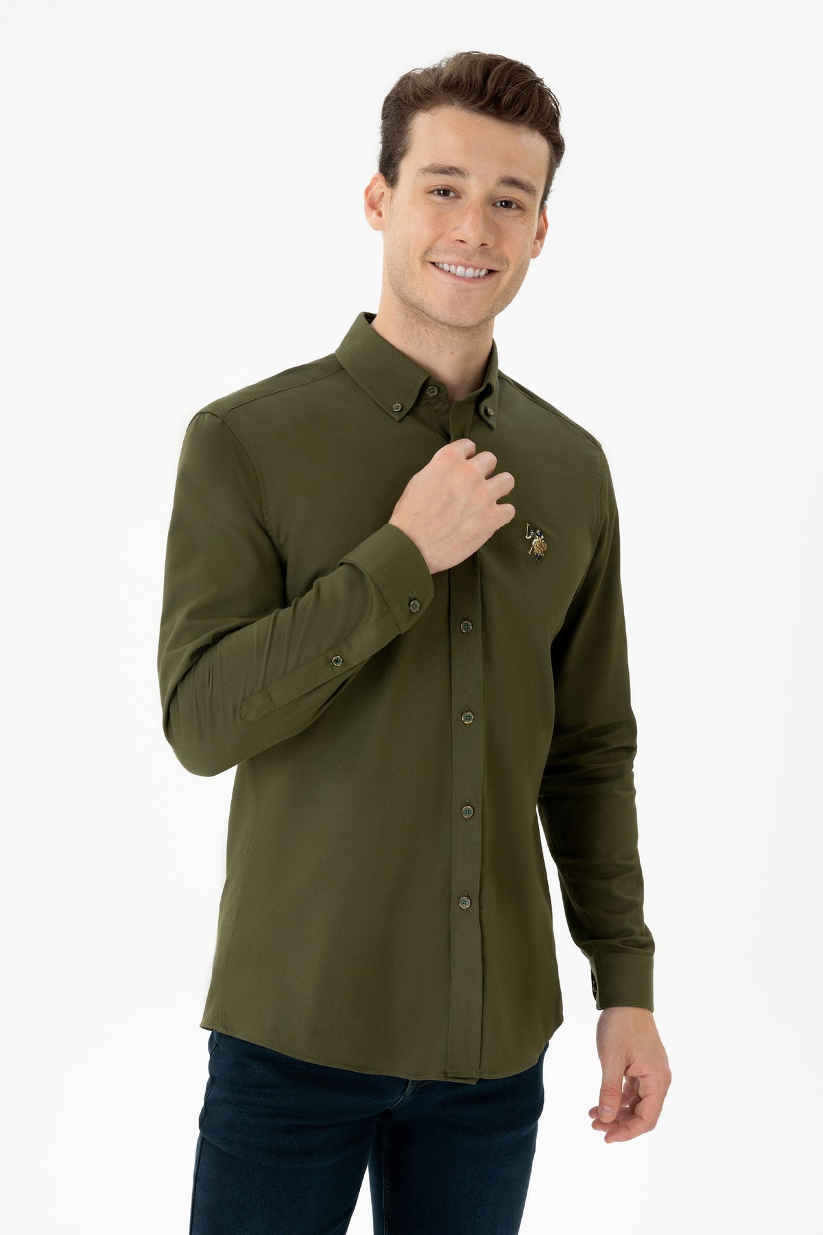 U.S. Polo Assn. kaki muška button-down košulja