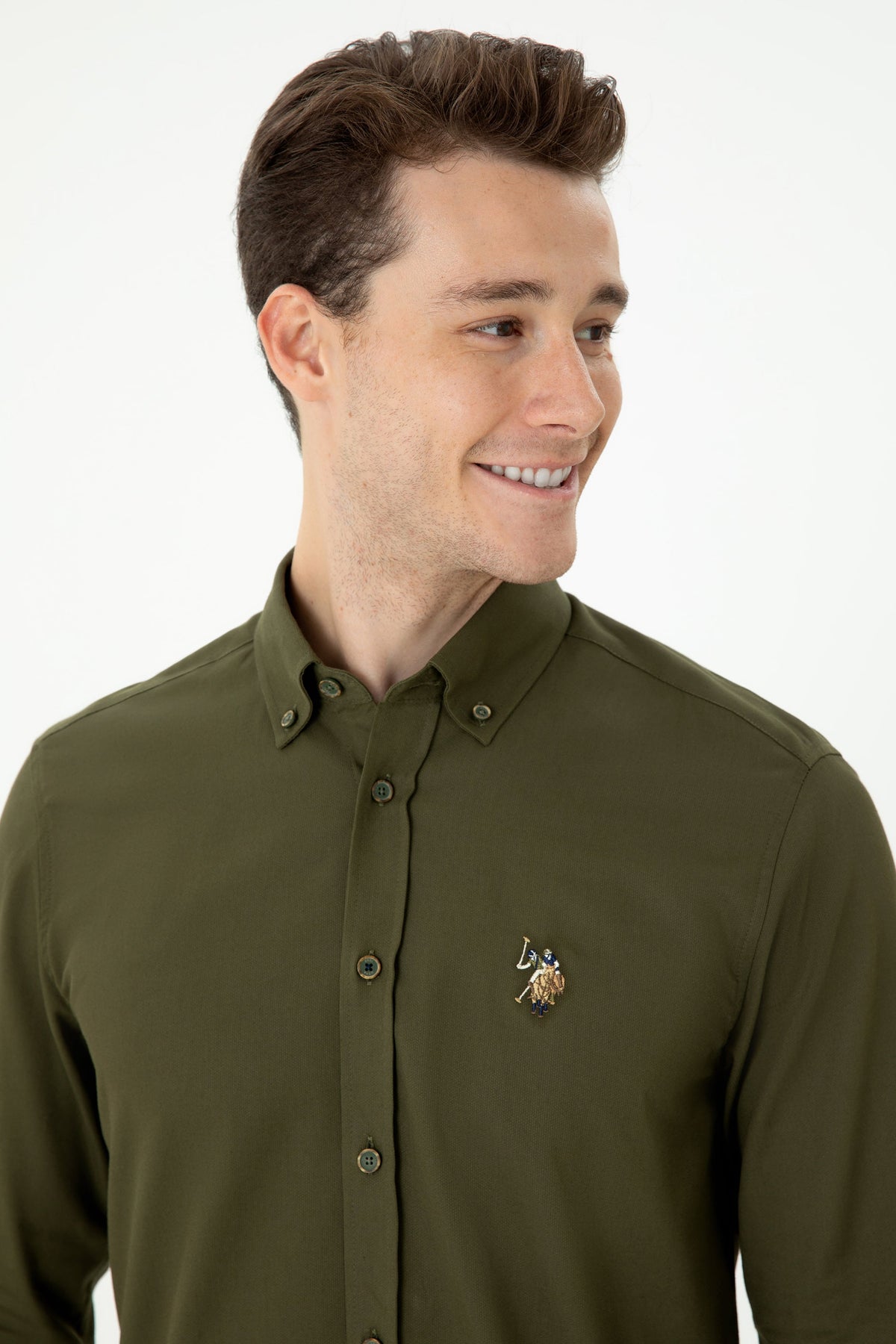U.S. Polo Assn. khaki muška košulja s dugim rukavima