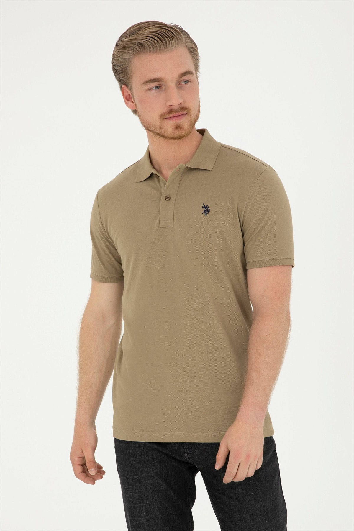 U.S. Polo Assn. khaki muška polo majica s vezenim logom