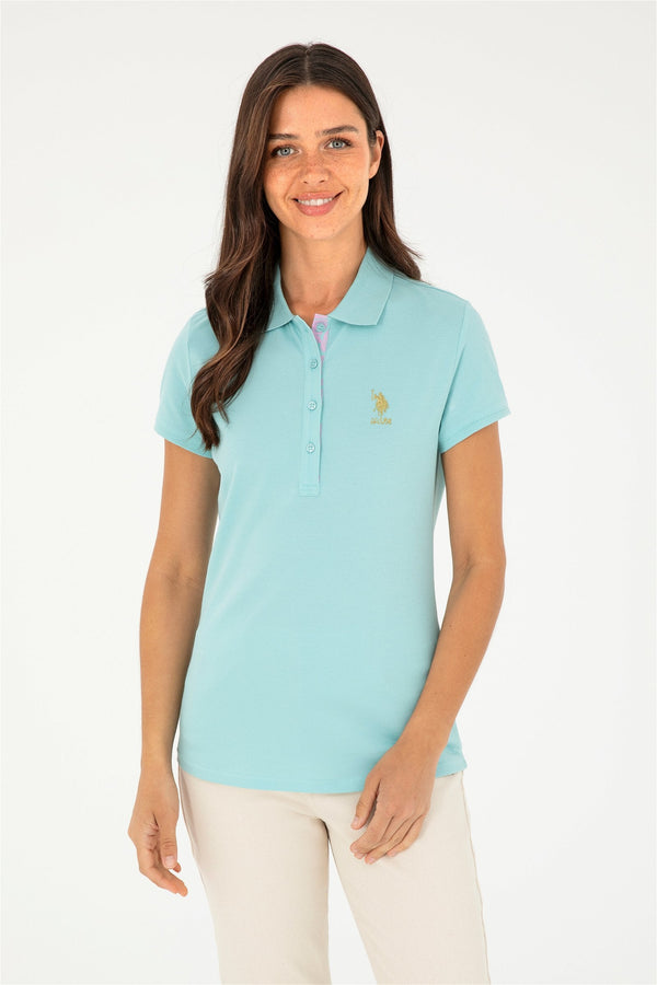 U.S. Polo Assn. tirkizna ženska polo majica s malim zlatnim logom