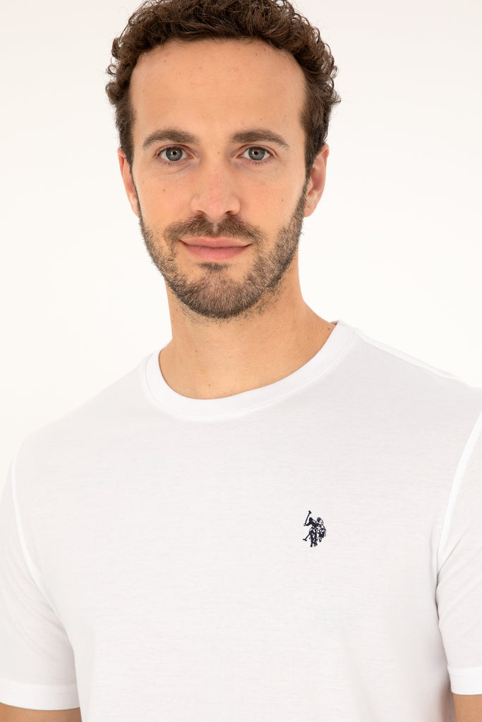 U.S. Polo Assn. bijela muška majica s okruglim izrezom i kontrastnim rubovima-[SKU]