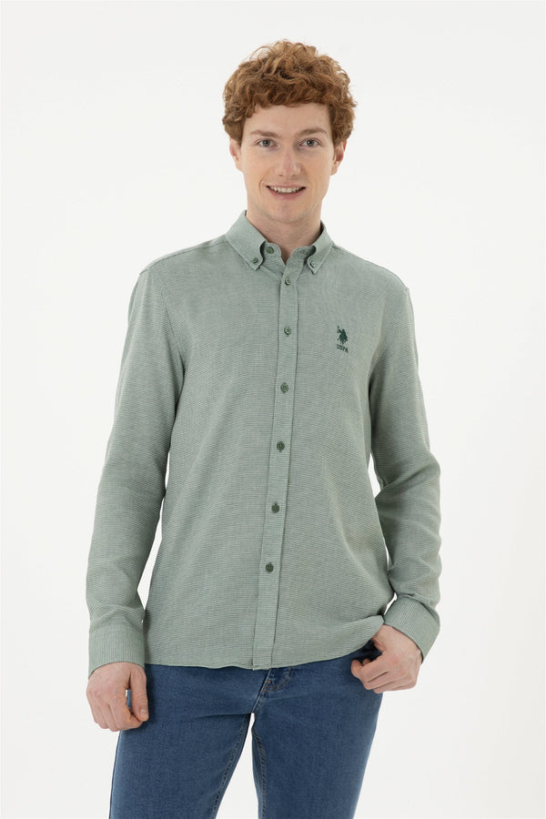 U.S. Polo Assn. zelena muška košulja s button-down kragnom