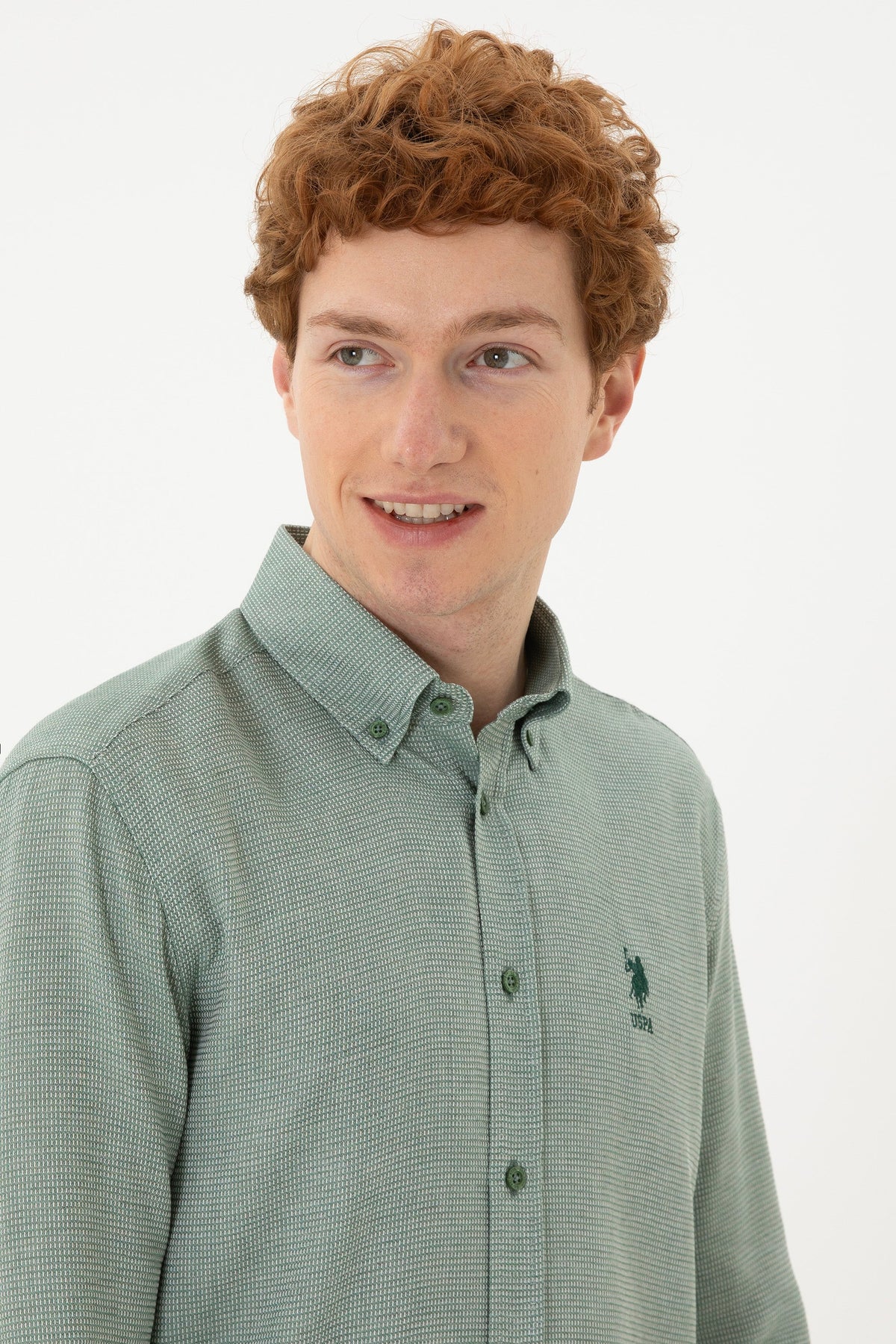 U.S. Polo Assn. zelena muška košulja s button-down kragnom