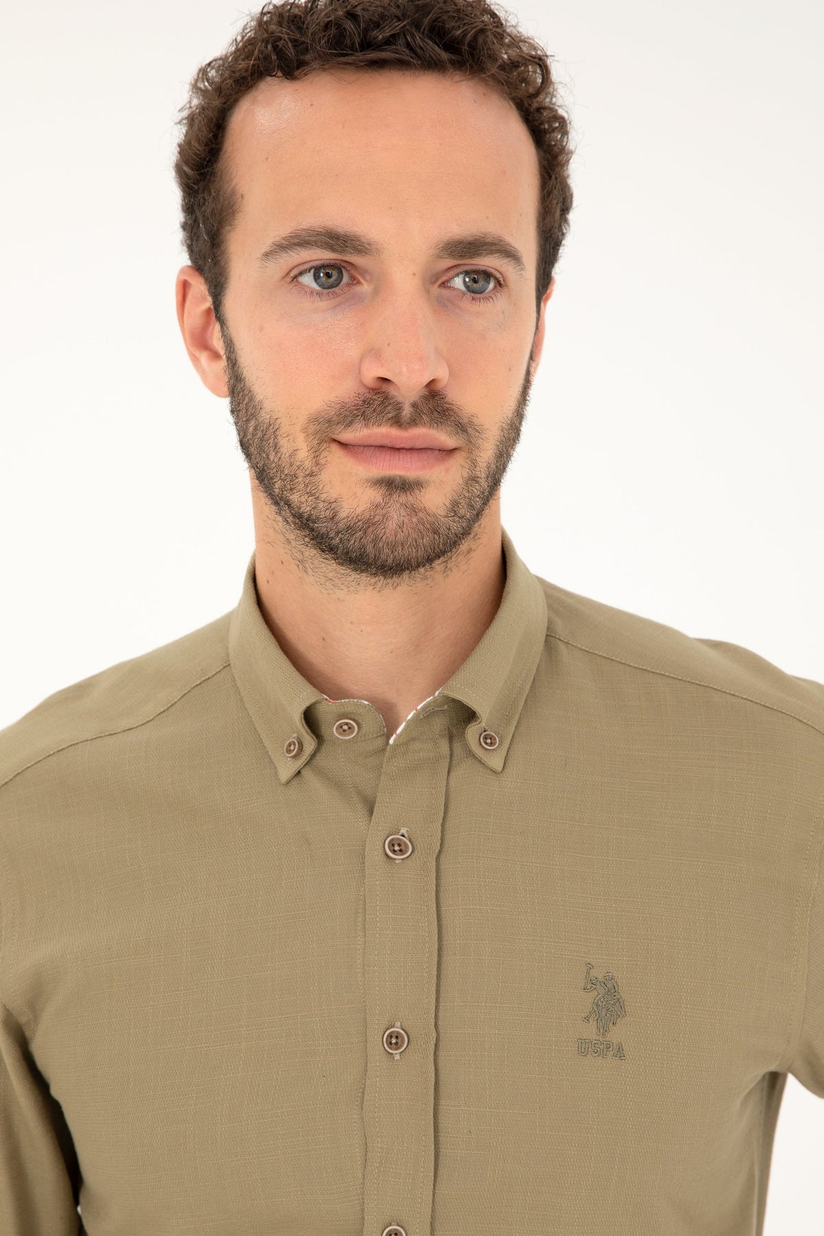 U.S. Polo Assn. khaki muška košulja s button-down kragnom