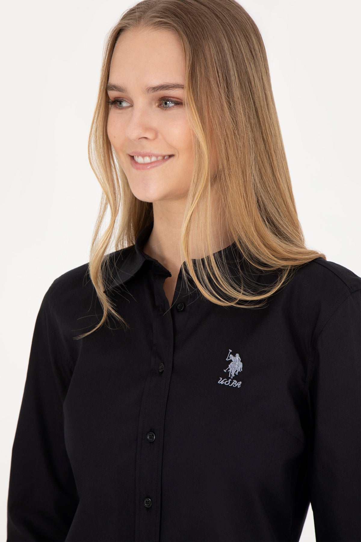 U.S. Polo Assn. crna ženska košulja sa srebrnim logotipom