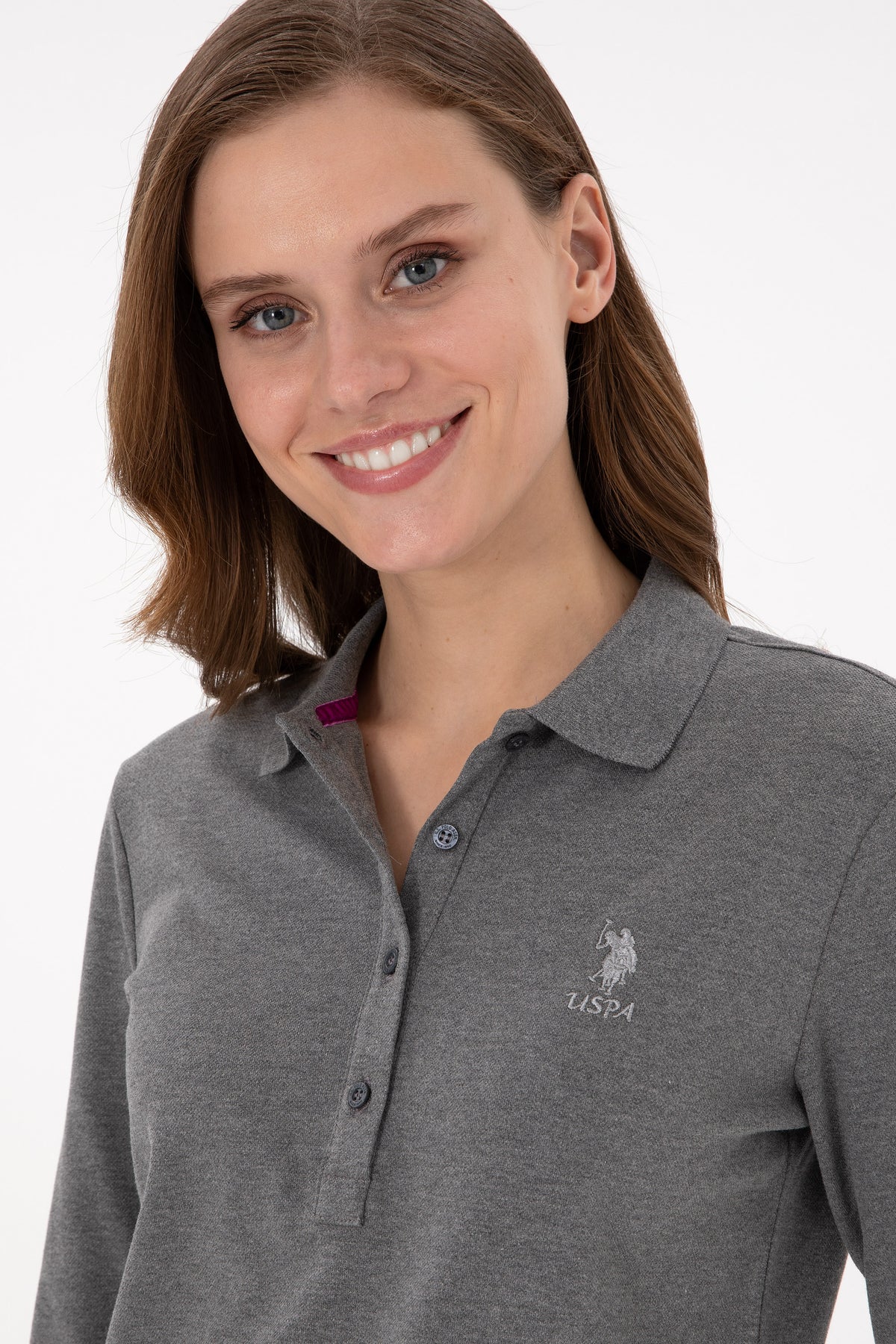 U.S. Polo Assn. siva ženska polo majica dugih rukava