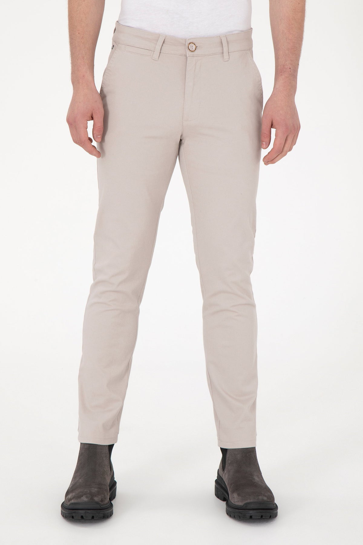 U.S. Polo Assn. bež muške chino pantalone slim fit