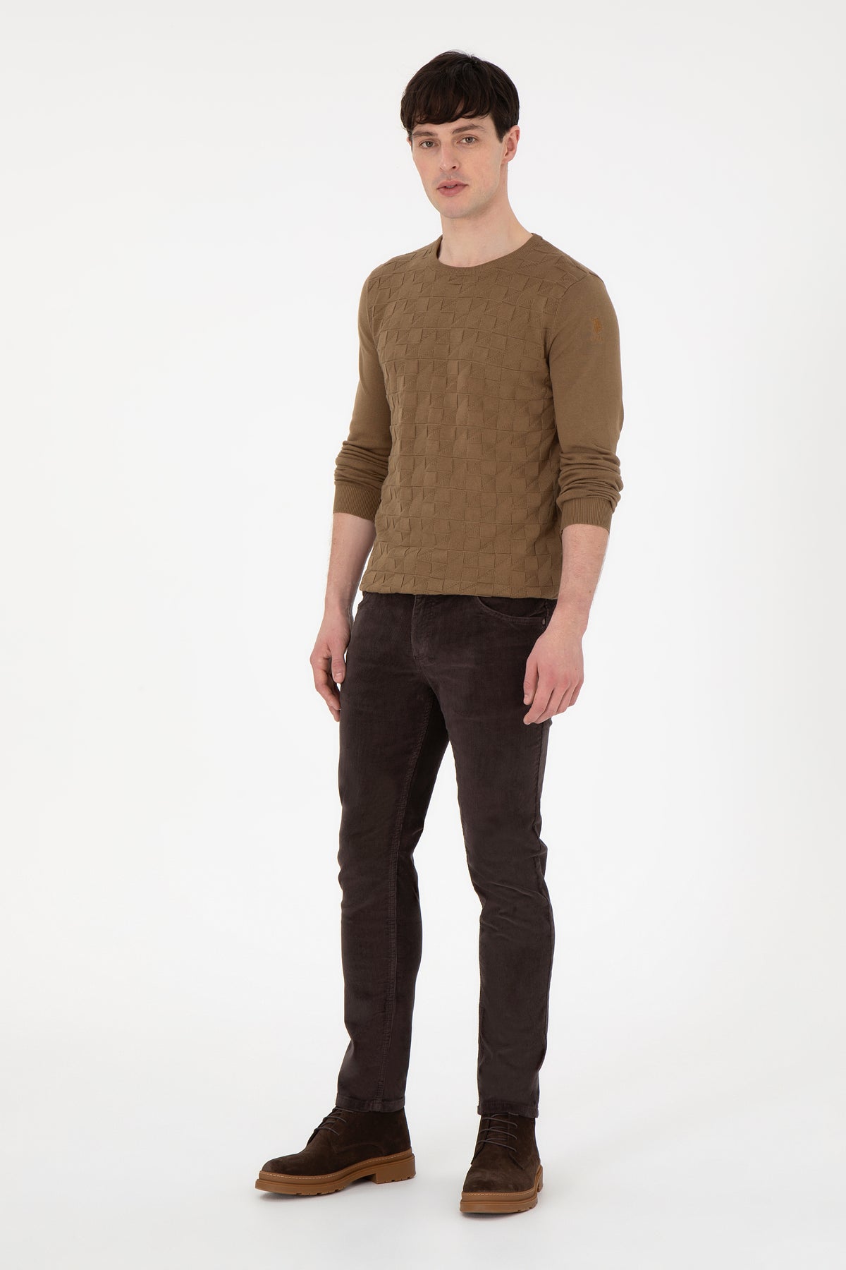 U.S. Polo Assn. smeđe muške somotske pantalone