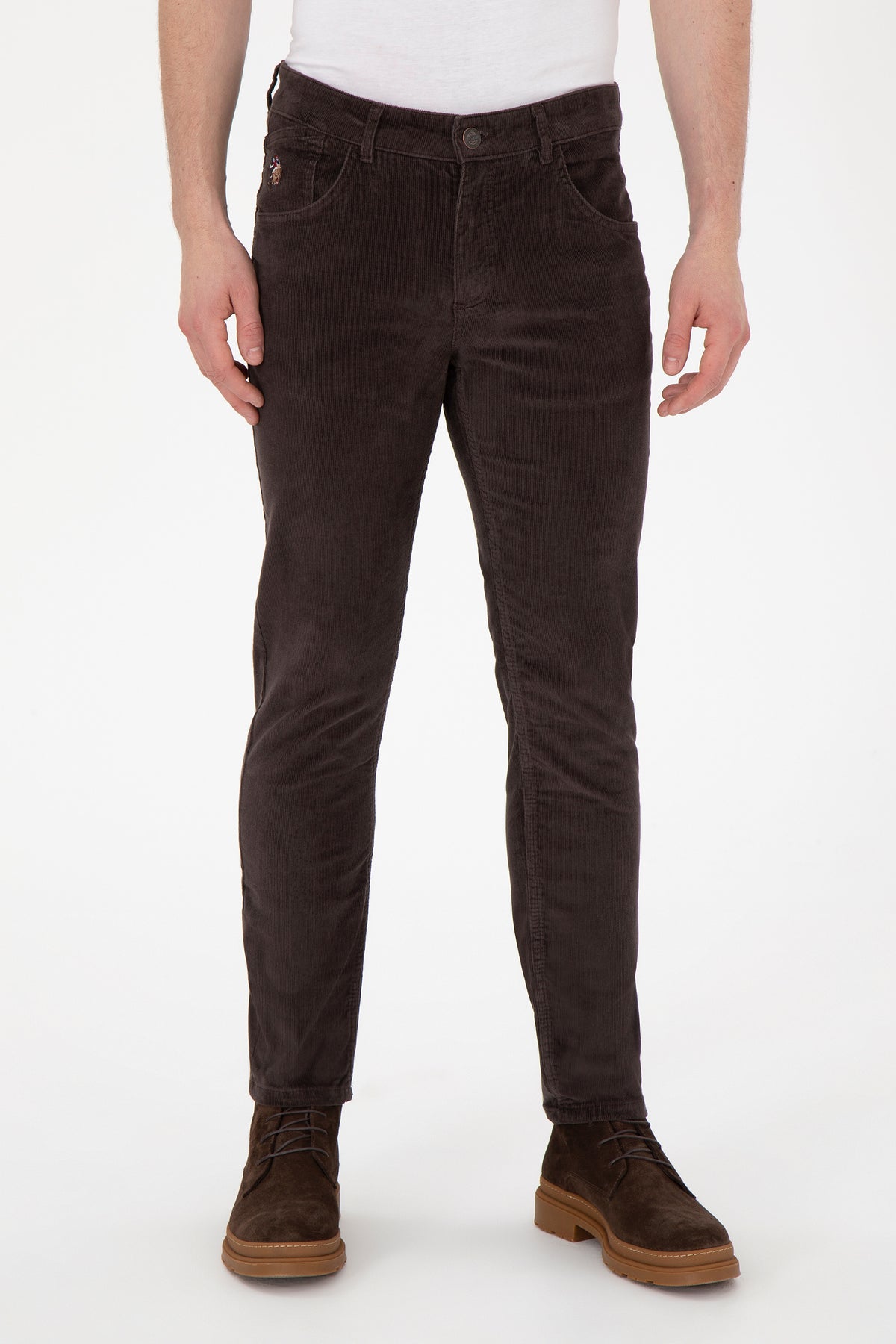 U.S. Polo Assn. smeđe muške somotske pantalone