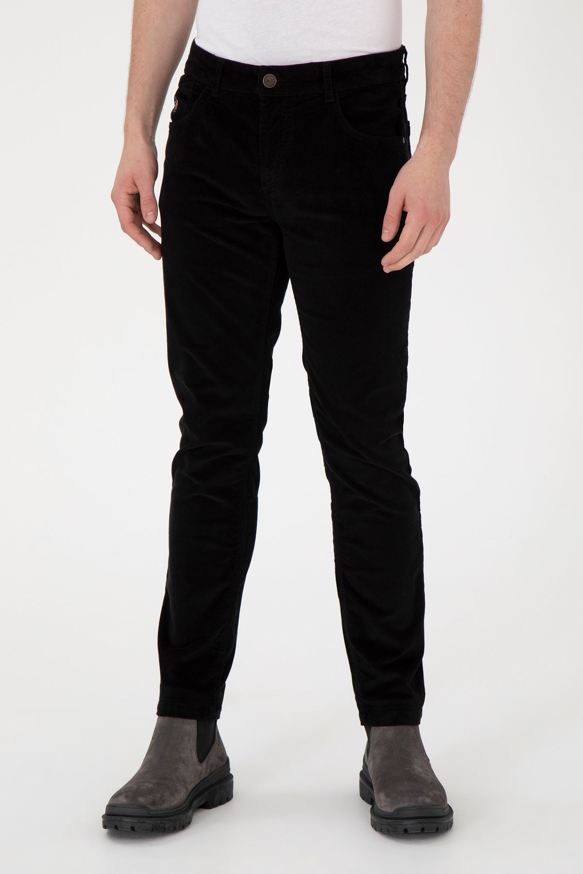 U.S. Polo Assn. crne muške samtene pantalone