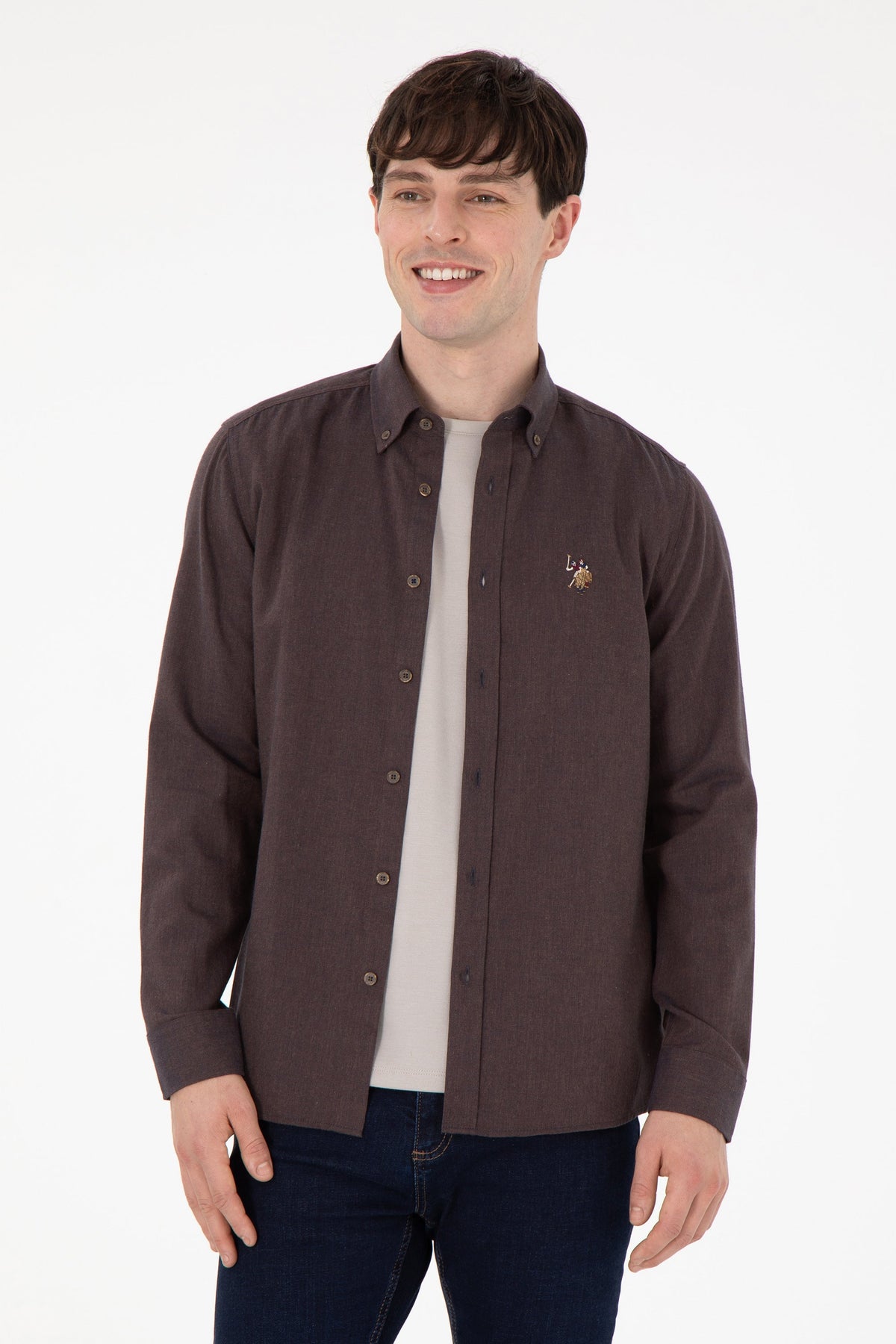 U.S. Polo Assn. smeđa muška košulja s button-down kragnom