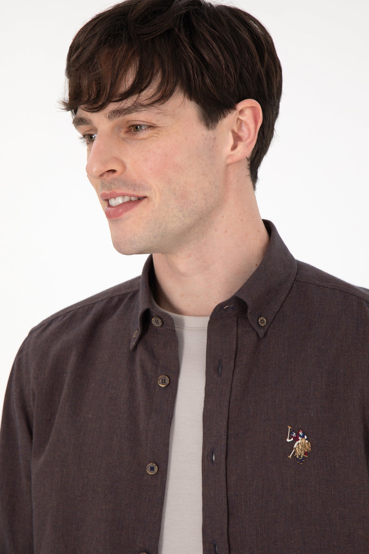 U.S. Polo Assn. smeđa muška košulja s button-down kragnom
