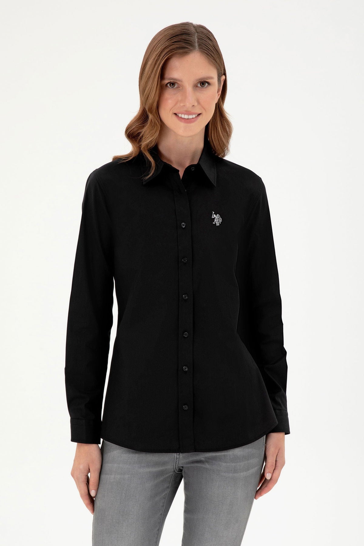 U.S. Polo Assn. crna ženska košulja s tonskim logotipom
