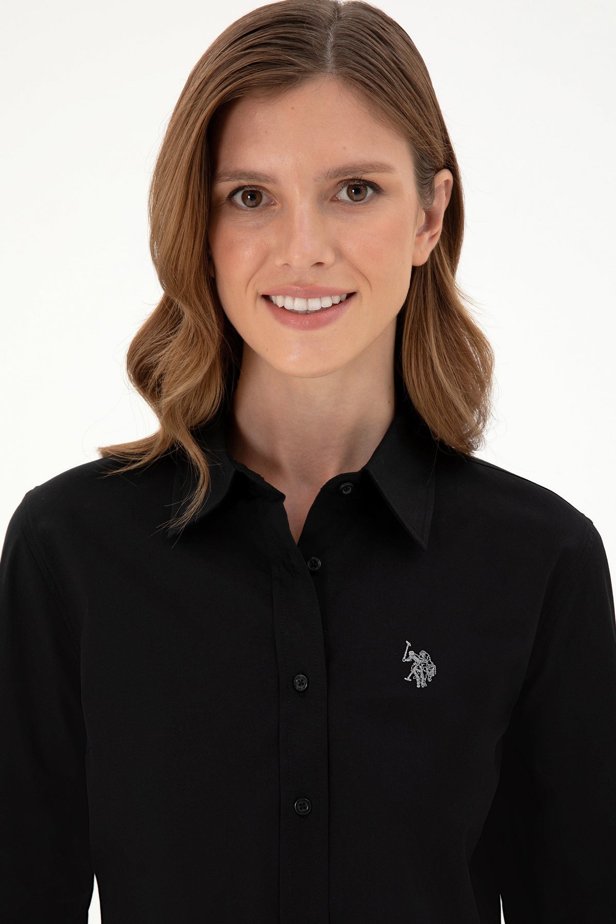U.S. Polo Assn. crna ženska košulja s tonskim logotipom