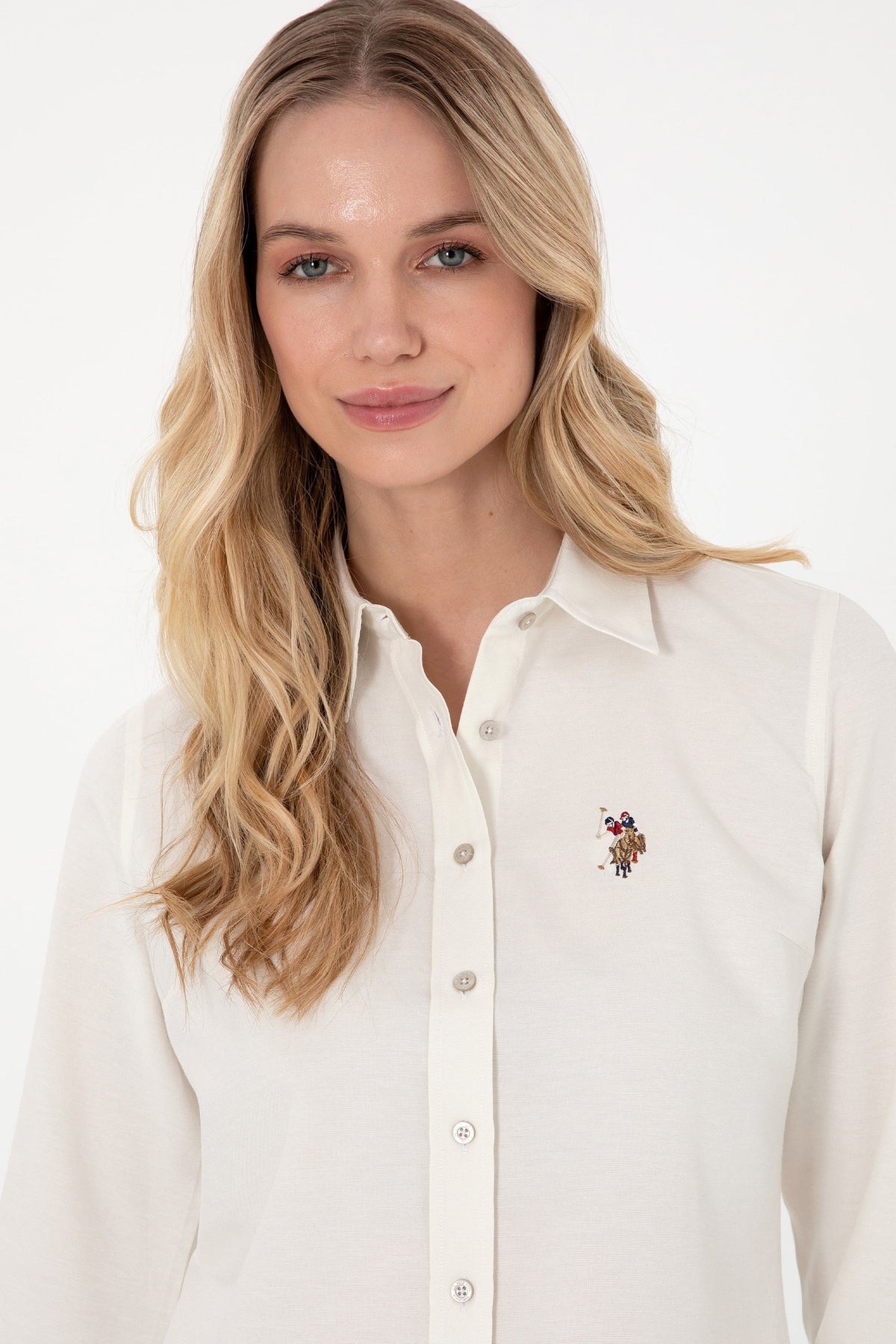 U.S. Polo Assn. krem ženska košulja s rukavima tri četvrt