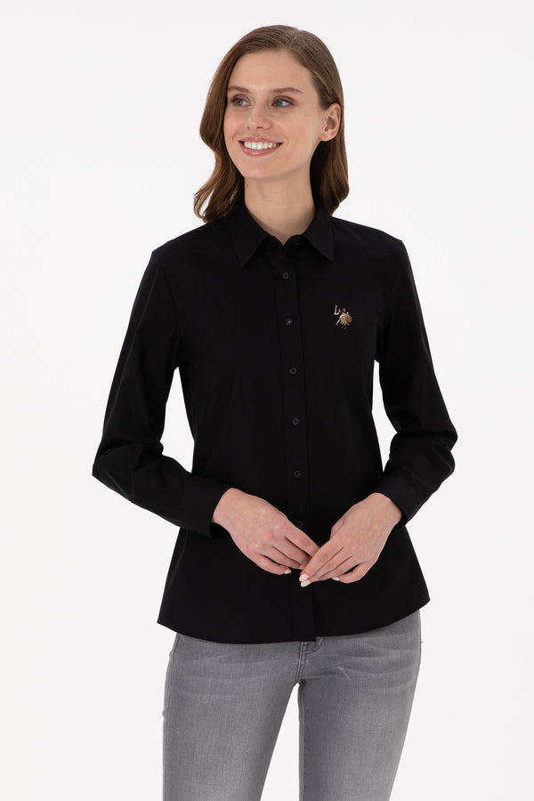U.S. Polo Assn. crna ženska košulja s klasičnom kragnom