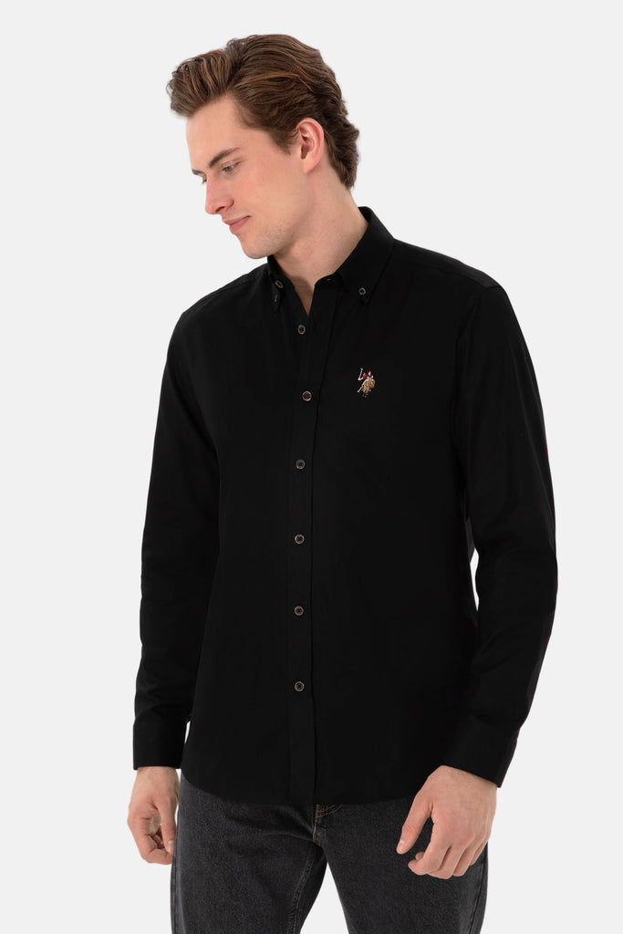U.S. Polo Assn. crna muška košulja dugih rukava sa logom-[SKU]